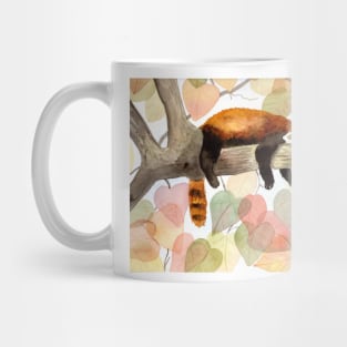 Red Panda with fall foliage Watercolor Illustration Mug